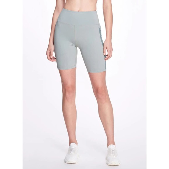 Marchesa Active Olivia Biker Shorts Size Small Sage Green Side Mesh Athletic - Picture 3 of 14